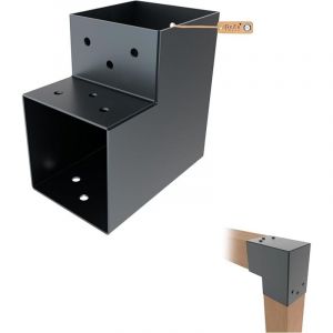 GeZu Impex Connecteur de Poteau en L 91x91 mm Rev&ecirc;tement Poudre Anthracite Pergola Forme en L Connecteur de Poteau Carr&eacute; Support d&rsquo;Angle Pavillon