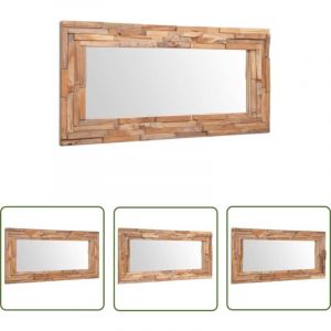 The Living Store - Miroir d&eacute;coratif Teck 120x60 cm Rectangulaire - Miroir Deco - Miroir Design - Miroir Teck - Miroir Rectangulaire - Miroir Salon