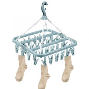 &Eacute;tendoir &agrave; chaussettes avec 32 pinces, &eacute;tendoir &agrave; linge suspendu d'int&eacute;rieur et d'ext&eacute;rieur pour sous-v&ecirc;tements, chaussettes, v&ecirc;tements de b&eacute;b&eacute;,