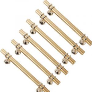 6pcs poign&eacute;es de meuble dor&eacute;es poign&eacute;e dor&eacute;e - poign&eacute;e de porte de cuisine Poignee Tiroir Laiton poign&eacute;es dor&eacute;es meuble entraxe 160mm