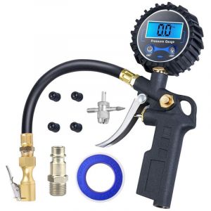 Numérique Manomètre Pression Pneu, Haute Précis Multifonctionnel, écran lcd Jauges de Pression des pneus 220 psi Manomètre, Pistolet de Gonflage avec