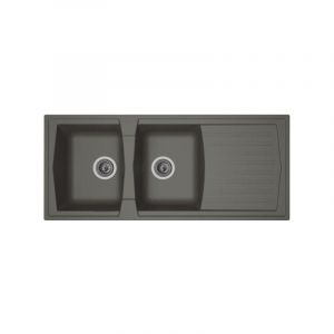 Stradour - Evier cuisine a encastrer 2 bacs + 1 égouttoir Arena - Résine - 116 x 50 cm - Gris béton