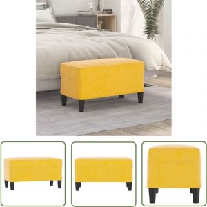Banc Jaune 70x35x41 cm Velours - Banc Entrée - Banc Design - Banc Velours - Meuble Salon - Chaise D'appoint - The Living Store