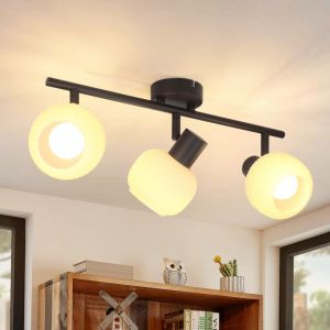 ZMH - Plafonnier Spot de Plafond Noir - Plafonnier 3 Ampoules Spot d'intérieur Abat-Jour en Verre Vintage Lampe de Couloir Moderne E14 Spot Pour
