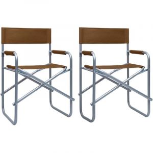 Lot de 2 Chaises de metteur en scène Fauteuil de réalisateur Chaise de réalisateur Acier Marron BSRHS683165 MaisonChic