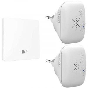 Sonnette sans fil sans pile double carillon pr&ecirc;t &agrave; poser - Etanche IP65 haute r&eacute;sistance - Longue distance - Format mini enfichable