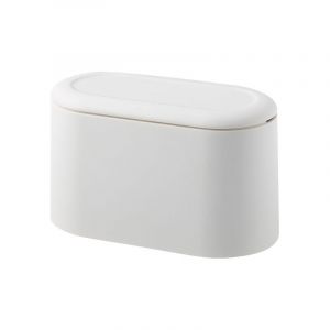 Petite Poubelle de Table avec Couvercle à Bouton-Poussoir Poubelle de Bureau Blanche Mini Poubelle de Table Plastique Poubelle de Table Cuisine