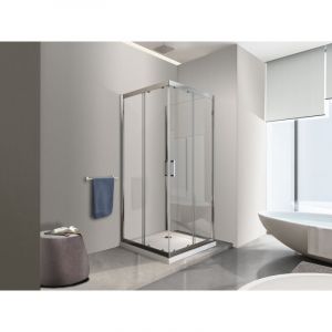 Douche de 6 mm H.190 avec une paroi laterale et deux portes coulissantes (receveur non inclu) - 72,5-75 fixe x 137,5-140 x 72,5-75 coulissantes - Nala