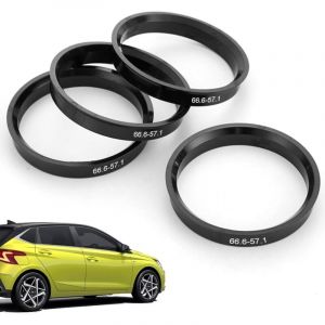 Lot de 4 anneaux de centrage 66,6 vers 57,1, 66,6 mm vers 57,1 mm, anneaux de centrage pour moyeux de roue, en plastique Audi, compatibles avec VW,