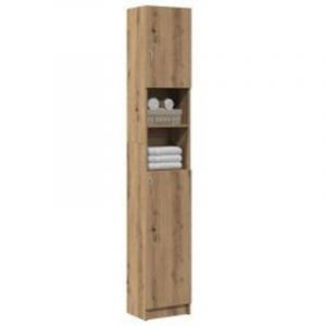 Meuble colonne de salle de bain Klasiko 32cm - Rangement &eacute;l&eacute;gant et fonctionnel-Marron clair