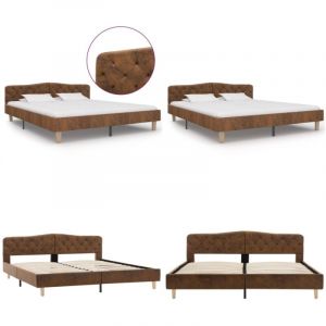 Cadre de lit sans matelas marron similicuir daim 180x200 cm - Cadre De Lit - Lit Double - Lit En Cuir - Lit Moderne - Meubles De Chambre - Home &