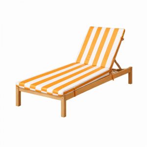 Matelas bain de soleil imperm&eacute;able d&eacute;houssable &agrave; rayures pour transat ARCACHON Jaune 60x190 cm