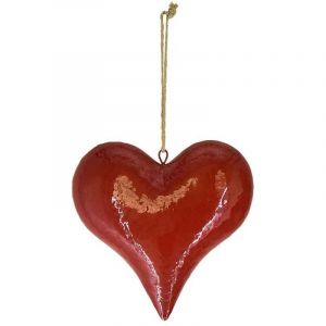 Suspension d&eacute;co c&oelig;ur rouge 25x7x25cm