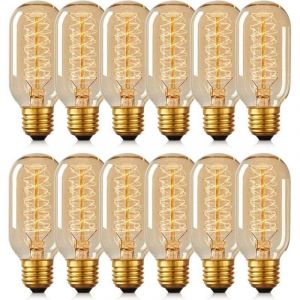 12 Ampoules T45 Edison 40W Lampe Tungst&egrave;ne R&eacute;tro Spirale 220V