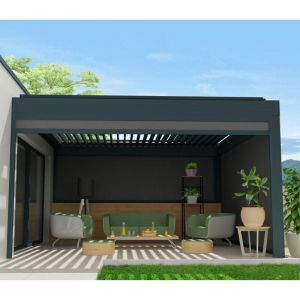 Coffre à coulisses pour pergola spinelle 3,00x2,50 m (Motorisé à Télécommande - Gris Anthracite - Gris Graphite) - Gris Anthracite