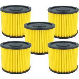 Lot de 5x filtres &agrave; cartouche compatible avec Lidl Parkside pnts 1300 E4, 1300 A1, 1300 B2, 1300 C3, 1300 F5 aspirateur - Filtre pliss&eacute; - Vhbw