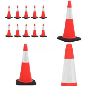 Cônes de signalisation réfléchissants à base lourde 10 pcs 75cm - cône de signalisation - cônes de signalisation - Home & Living