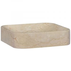 Vasque &agrave; poser Lavabo，Bac &agrave; laver，&Eacute;vier Cr&egrave;me 40x40x10 cm Marbre CFW73241