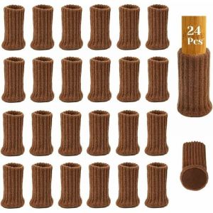 Chaussettes pour jambes de chaise 24pcs avec coussinets en feutre, chaussons de meubles tricotés à haute élasticité avec double couche, protecteurs