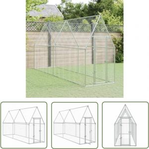 The Living Store - Cage pour poules argenté 400x100x190 cm acier galvanisé - Poulailler - Abri Pour Animaux - Cage Pour Poules - Poule - Canard