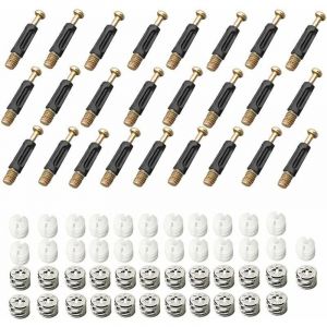 Ferrure D'assemblage 25 Pi&egrave;ces Raccords de Came Connexion 3 en 1 Connecteur de Meuble Raccord Came Connecteur de Meuble Excentrique Raccord pour