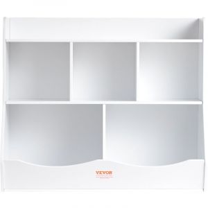 VEVOR Meuble de Rangement pour Enfants 3 Niveaux, Bibliotheque a 5 Cases, Etagere de Rangement en Bois Blanc, Organisateur des Jouets Livres pour