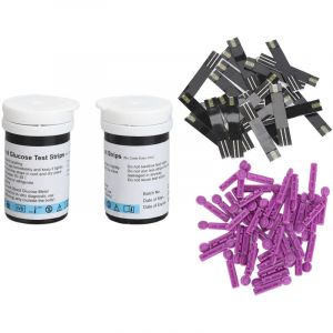50 bandelettes de test de glyc&eacute;mie et 50 lancettes jetables pour lecteur de glucose sanguin