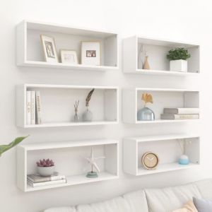 Design In - 6 pcs Étagères murales,Étagère suspendue,Etagères Flottantes cube Blanc 60x15x23 cm Bois d'ingénierie CFW16262