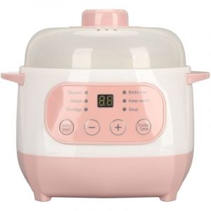 Ikodm - Mijoteuse, 200W 1L Petite Mijoteuse avec Pot Intérieur en Céramique Température et Durée Réglables Mini Marmite électrique Automatique