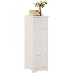 Bealife - Meuble Salle de Bain Petit Meuble de Rangement Sur Pied 4 Tiroirs 28 x 28 x 84 cm Bas Commode sdb Armoire Blanc