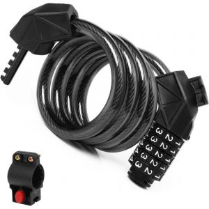 Gabrielle - Antivol de v&eacute;lo, cadenas de v&eacute;lo 120 cm x 12 mm, pour scooter &eacute;lectrique, v&eacute;lo &eacute;lectrique, scooter, moto et poussette (noir)