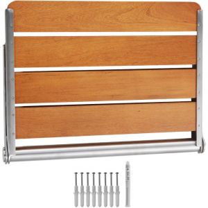 Mophorn - Siège de douche pliable en teck 20,9 x 16 po déplié, banc de douche pliable à fixation murale avec capacité de charge de 500 lb, gain de