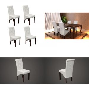 Vidaxl - Chaises à manger lot de 4 blanc similicuir - Chaise De Salle à Manger - Chaises De Cuisine - Chaises En Simili Cuir - Chaises Blanches