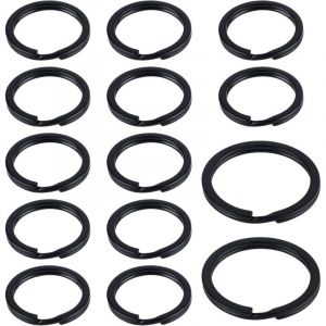 14 Pack Noir Anneaux Porte Cl&eacute; Set de Anneau Porte Cl&eacute;s Plats de 25 mm et 32 mm Attache Porte-Cl&eacute;s en Acier Fort et Robuste pour L'organisation des