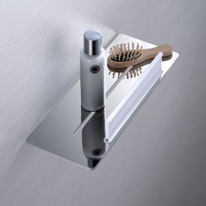 BERNSTEIN - &Eacute;tag&egrave;re murale de salle de bains douche et bain avec raclette de douche int&eacute;gr&eacute;e - DA603 - Couleur au choix Chrome
