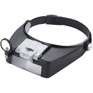 BEBUSINGOTO Bandeau Loupe Horloger Mains Libres Loupe avec Lumière Casque Loupe Grossissante avec LED Lumière, pour Horloger, Bijoutier, Lecture