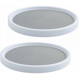 Plateau Tournant en Plastique pour Epices, 2 Pi&egrave;ces Plateau Tournant Epices Rangement Rond, Etagere a Epices Plateau Pivotant, Plateau Tournant