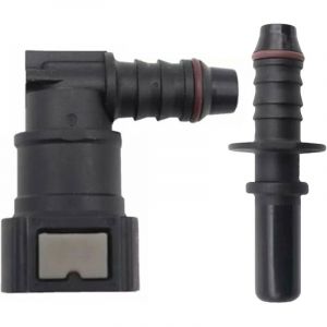 2pcs Raccord durite Essence, Connecteur de Tuyau de Carburant Coude Femelle,9.89 Tuyau de Ligne de Carburant Raccord Rapide id8 Raccord Rapide