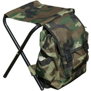 Chaise de p&ecirc;che pliable 2 en 1, chaise de sac &agrave; dos portable pour &eacute;v&eacute;nements de randonn&eacute;e en plein air, p&ecirc;che &agrave; la plage, camping-camouflage