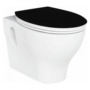 Banyo - Abattant wc Preto universel charniere en inox, couleur: noir/blanc, Duroplast