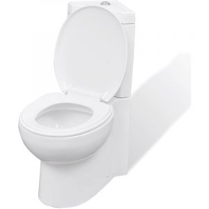 Bonnevie - Toilette d'angle/WC à poser avec réservoir Céramique Blanc NAJO4506