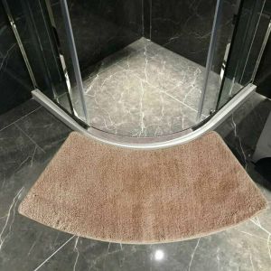 Tapis de salle de bain - Petit tapis de douche arrondi en quart de cercle, en microfibre, super absorbant, antidérapant, confortable pour la paroi de
