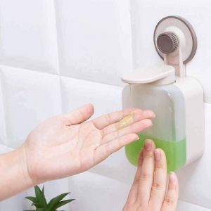 Distributeur de savon pour les mains avec ventouse, distributeur de savon mural en plastique, &eacute;tanche et r&eacute;sistant &agrave; l'humidit&eacute;, adapt&eacute; &agrave; la salle de