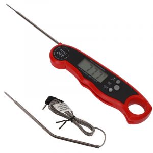 Thermom&egrave;tre &agrave; viande num&eacute;rique 2 sondes avec fonction d'alarme r&eacute;tro-&eacute;clairage pour viande liquide cuisson four griller barbecue