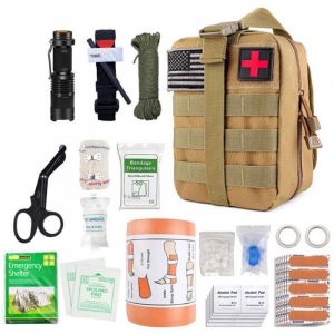 Trousse de secours compl&egrave;te militaire tactique Assembl&eacute;e En FRANCE normes CE+petite trousse+bandouli&egrave;re+tire tique+bracelet survie-Con&ccedil;ue pour la