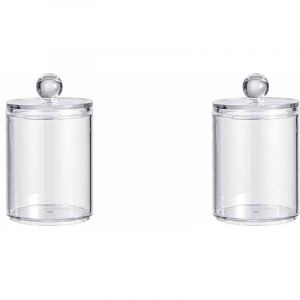 2 Pi&egrave;ce Porte Coton Tige, Distributeur Coton, Boite Rangement Tige avec Couvercle, &eacute;tanche &agrave; la poussi&egrave;re et &agrave; lhumidit&eacute;, pour Salon, Chambre