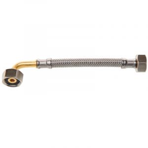 Pbtub - Flexible Tressé Inox Coudé série plus - Sanitaire - Tuyau Ø8mm avec joint - Femelle/Femelle 15x 21 - 1000mm