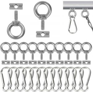 Lot de 2 Arr&ecirc;ts de Rail D'auvent avec 2 Mousquetons, M6 Crochets d'Auvent en Acier Inoxydable, Acier Inoxydable Crochet de Fixation Auvent, kit de