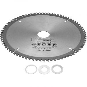 Lame de scie circulaire 210mm&times;30mm Diam&egrave;tre de l'al&eacute;sage 80 dents Lame de scie circulaire avec 3 joints toriques en carbure c&eacute;ment&eacute;