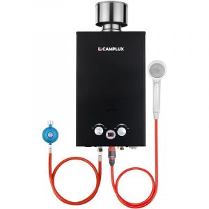 BW264BC-DE Chauffe-eau Instantané à Gaz 10 Litres, 50 mbar Douche à Gaz Tankless avec Bouchon Anti-pluie en Acier Inoxydable, Gaz Propane/Butane pour